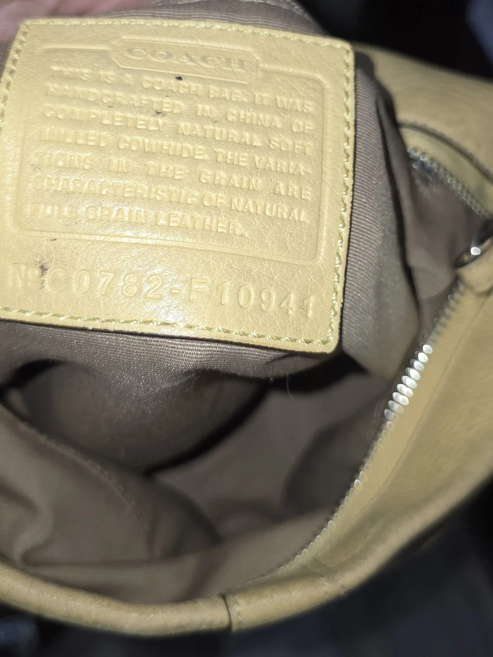 Coach Leather Crossbody Bag in Light Yellow